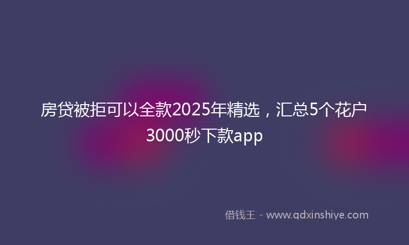 房贷被拒可以全款2025年精选，汇总5个花户3000秒下款app