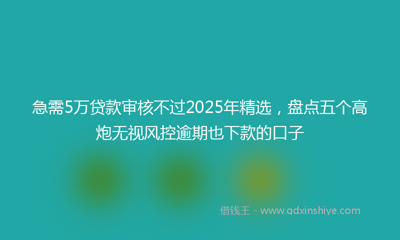 急需5万贷款审核不过2025年精选，盘点五个高炮无视风控逾期也下款的口子
