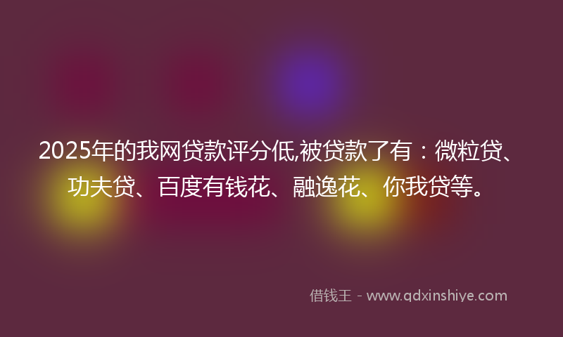 2025年的我网贷款评分低,被贷款了有：微粒贷、功夫贷、百度有钱花、融逸花、你我贷等。