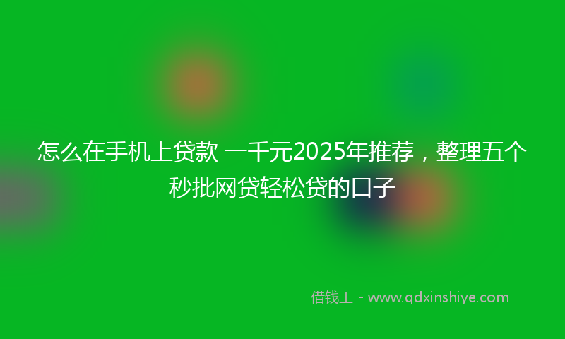 怎么在手机上贷款 一千元2025年推荐，整理五个秒批网贷轻松贷的口子