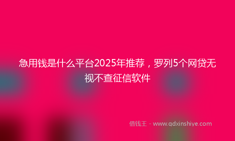 急用钱是什么平台2025年推荐，罗列5个网贷无视不查征信软件