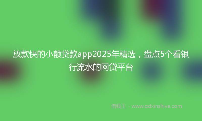 放款快的小额贷款app2025年精选，盘点5个看银行流水的网贷平台