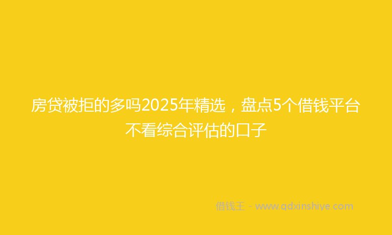 房贷被拒的多吗2025年精选，盘点5个借钱平台不看综合评估的口子