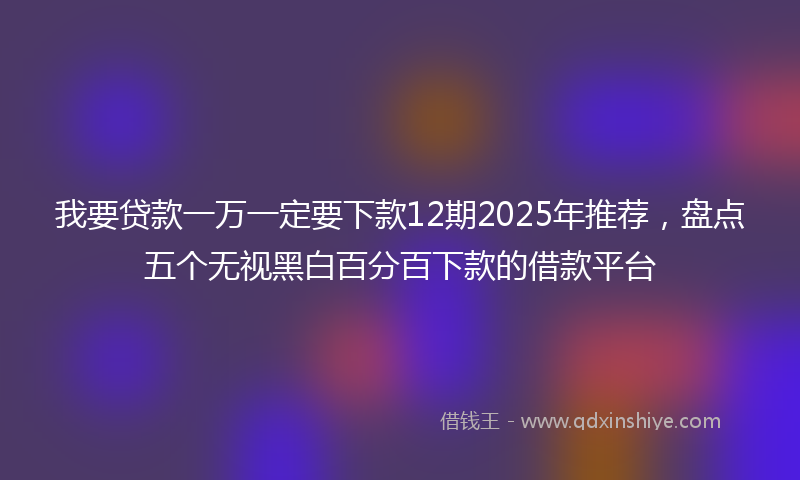 我要贷款一万一定要下款12期2025年推荐，盘点五个无视黑白百分百下款的借款平台
