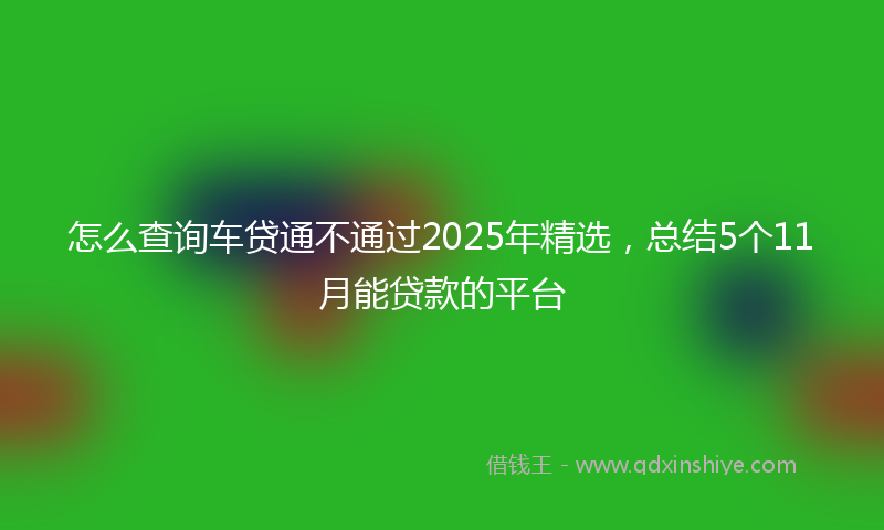怎么查询车贷通不通过2025年精选，总结5个11月能贷款的平台