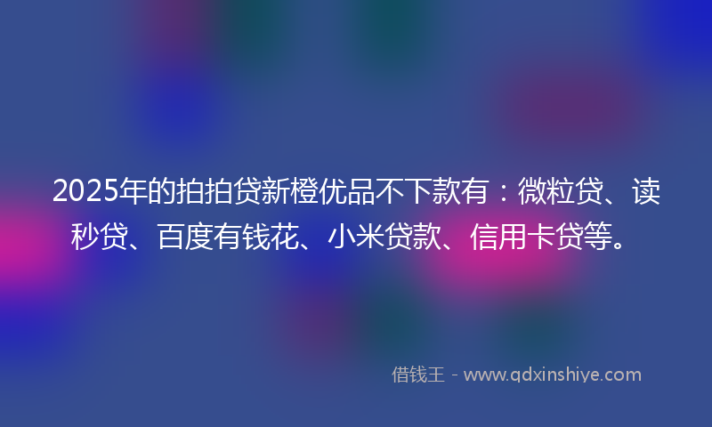 2025年的拍拍贷新橙优品不下款有：微粒贷、读秒贷、百度有钱花、小米贷款、信用卡贷等。