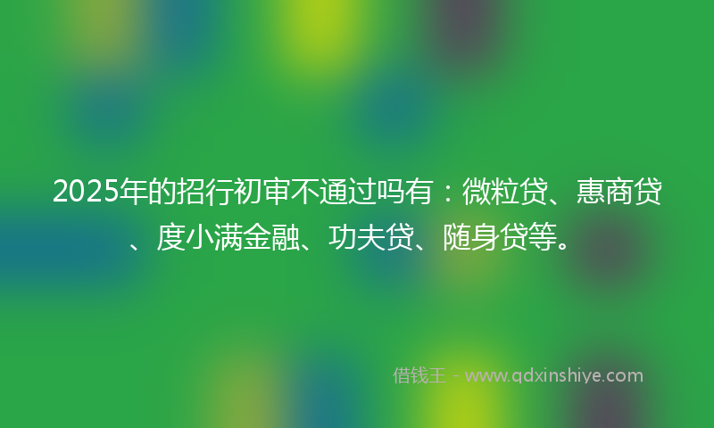 2025年的招行初审不通过吗有：微粒贷、惠商贷、度小满金融、功夫贷、随身贷等。