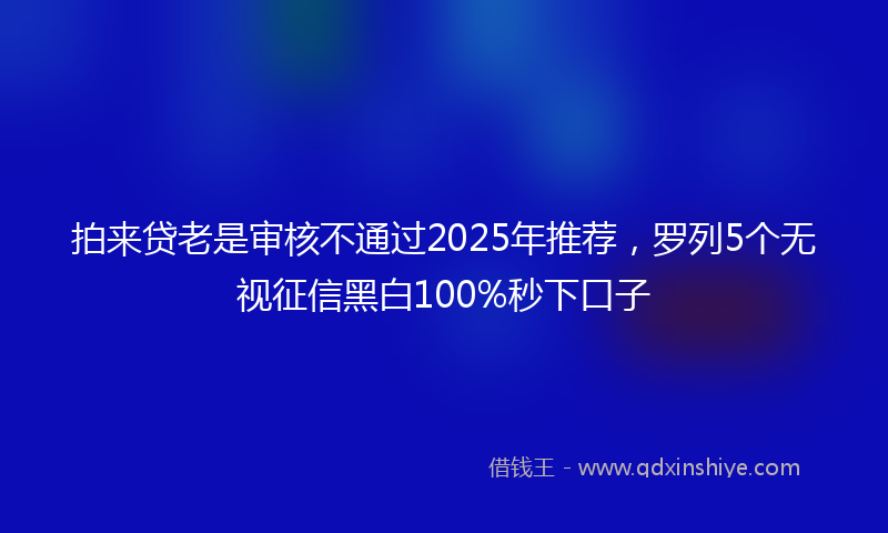 拍来贷老是审核不通过2025年推荐，罗列5个无视征信黑白100%秒下口子