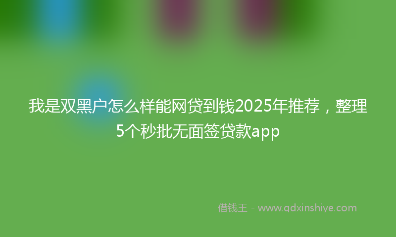 我是双黑户怎么样能网贷到钱2025年推荐，整理5个秒批无面签贷款app