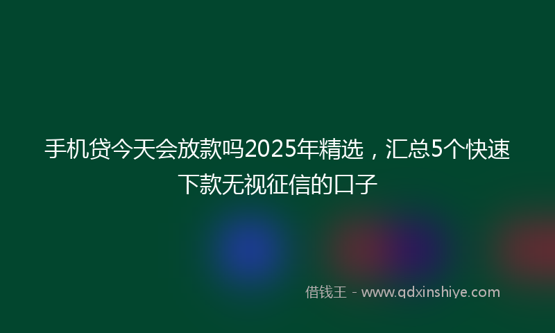 手机贷今天会放款吗2025年精选，汇总5个快速下款无视征信的口子