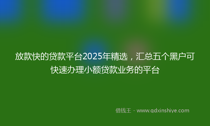 放款快的贷款平台2025年精选，汇总五个黑户可快速办理小额贷款业务的平台