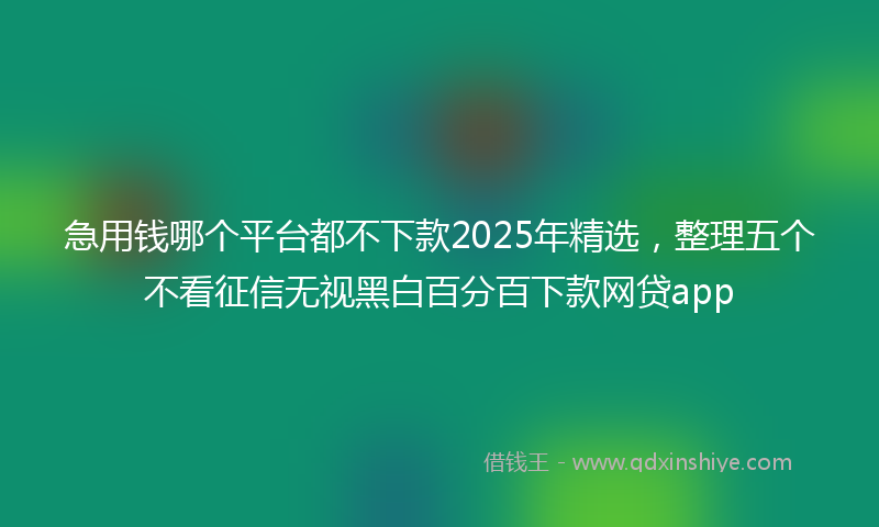 急用钱哪个平台都不下款2025年精选，整理五个不看征信无视黑白百分百下款网贷app