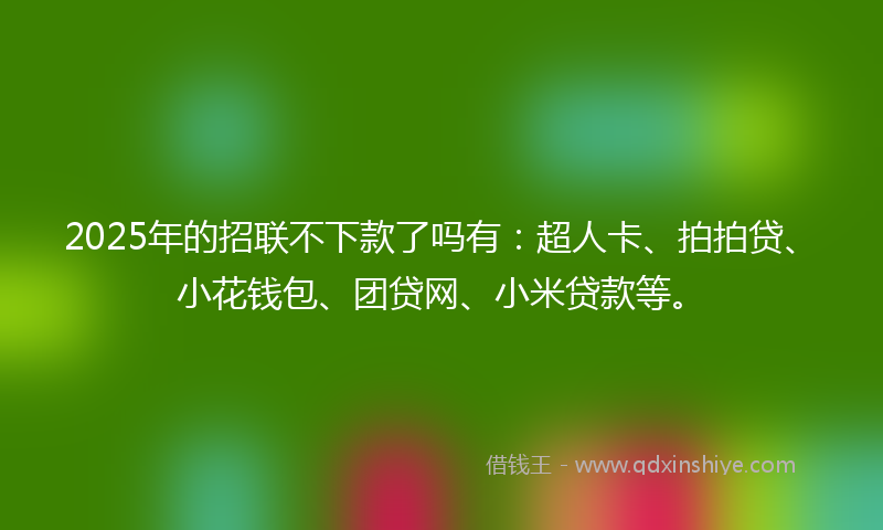 2025年的招联不下款了吗有：超人卡、拍拍贷、小花钱包、团贷网、小米贷款等。