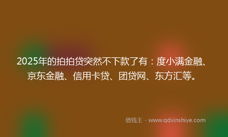 2025年的拍拍贷突然不下款了有：度小满金融、京东金融、信用卡贷、团贷网、东方汇等。