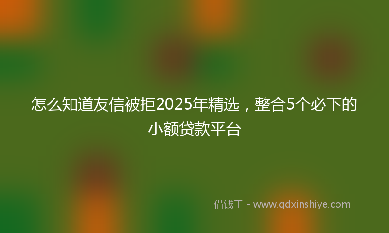 怎么知道友信被拒2025年精选，整合5个必下的小额贷款平台