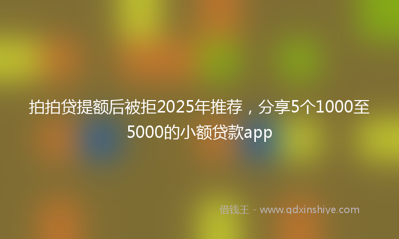 拍拍贷提额后被拒2025年推荐，分享5个1000至5000的小额贷款app