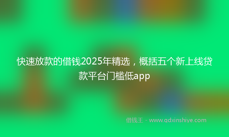 快速放款的借钱2025年精选，概括五个新上线贷款平台门槛低app