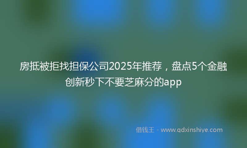 房抵被拒找担保公司2025年推荐，盘点5个金融创新秒下不要芝麻分的app
