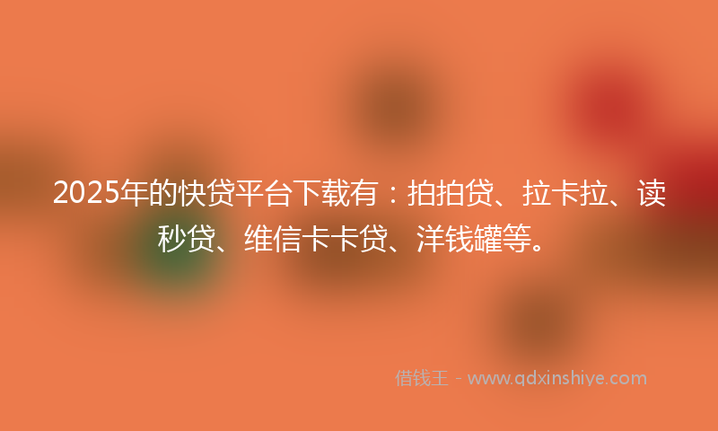 2025年的快贷平台下载有：拍拍贷、拉卡拉、读秒贷、维信卡卡贷、洋钱罐等。