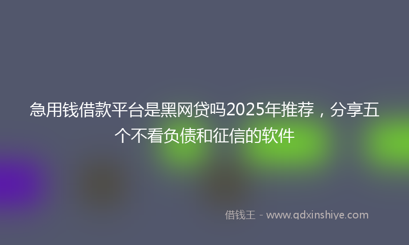 急用钱借款平台是黑网贷吗2025年推荐，分享五个不看负债和征信的软件
