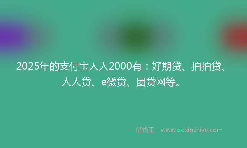 2025年的支付宝人人2000有：好期贷、拍拍贷、人人贷、e微贷、团贷网等。