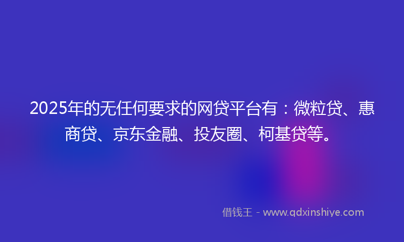 2025年的无任何要求的网贷平台有：微粒贷、惠商贷、京东金融、投友圈、柯基贷等。