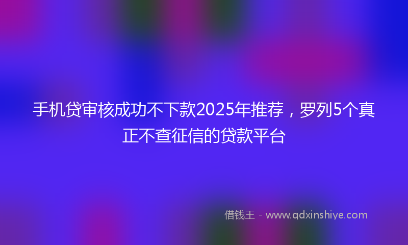 手机贷审核成功不下款2025年推荐，罗列5个真正不查征信的贷款平台