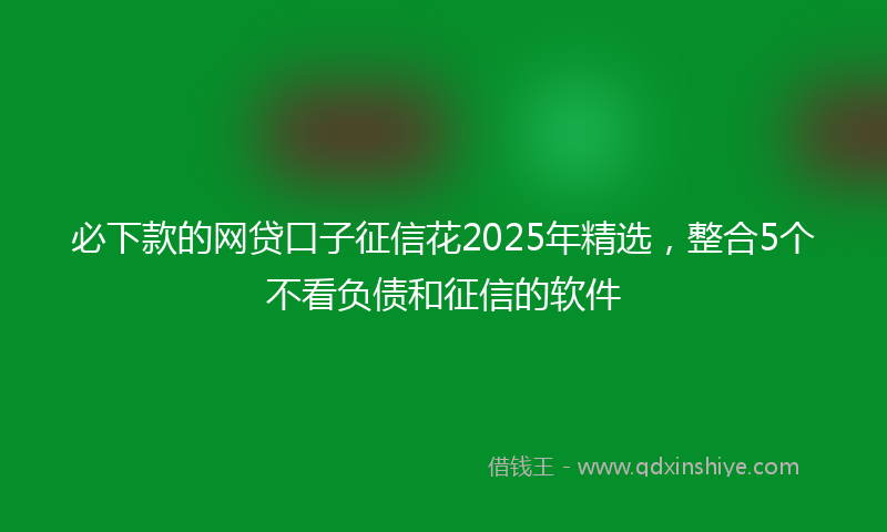 必下款的网贷口子征信花2025年精选，整合5个不看负债和征信的软件