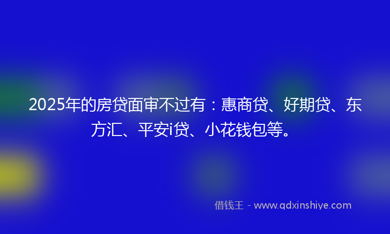 2025年的房贷面审不过有：惠商贷、好期贷、东方汇、平安i贷、小花钱包等。