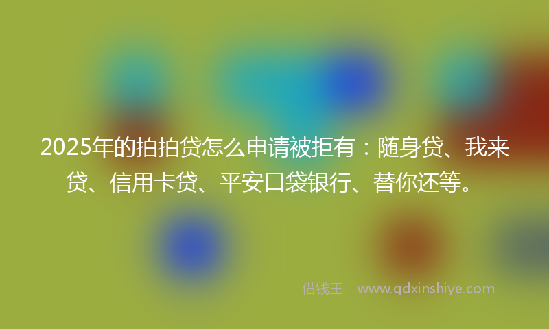 2025年的拍拍贷怎么申请被拒有：随身贷、我来贷、信用卡贷、平安口袋银行、替你还等。