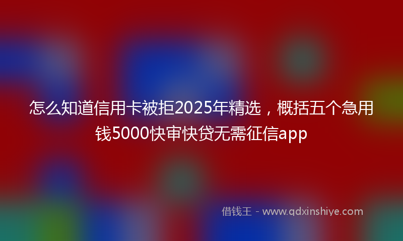 怎么知道信用卡被拒2025年精选，概括五个急用钱5000快审快贷无需征信app