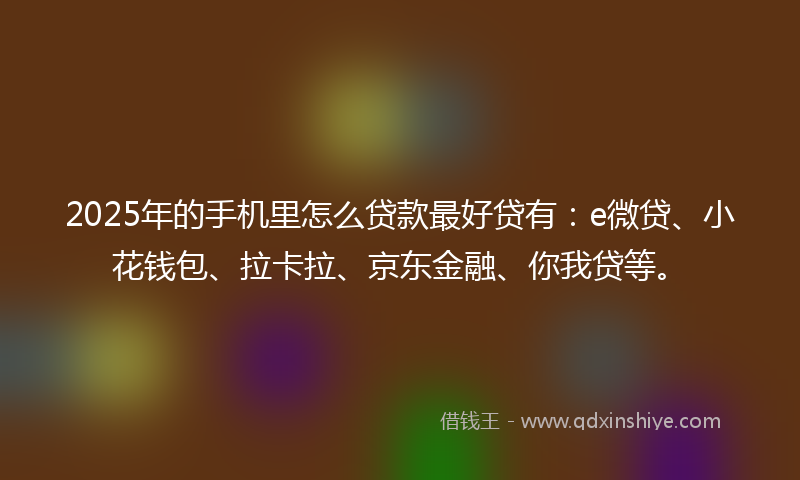 2025年的手机里怎么贷款最好贷有：e微贷、小花钱包、拉卡拉、京东金融、你我贷等。