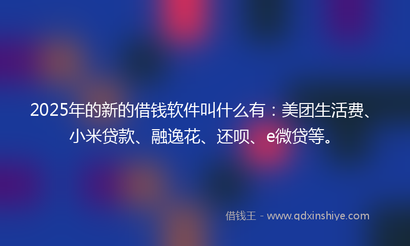 2025年的新的借钱软件叫什么有：美团生活费、小米贷款、融逸花、还呗、e微贷等。