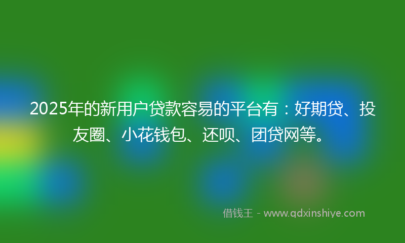 2025年的新用户贷款容易的平台有：好期贷、投友圈、小花钱包、还呗、团贷网等。