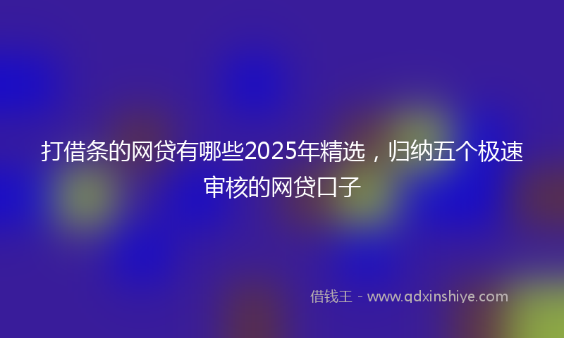 打借条的网贷有哪些2025年精选，归纳五个极速审核的网贷口子