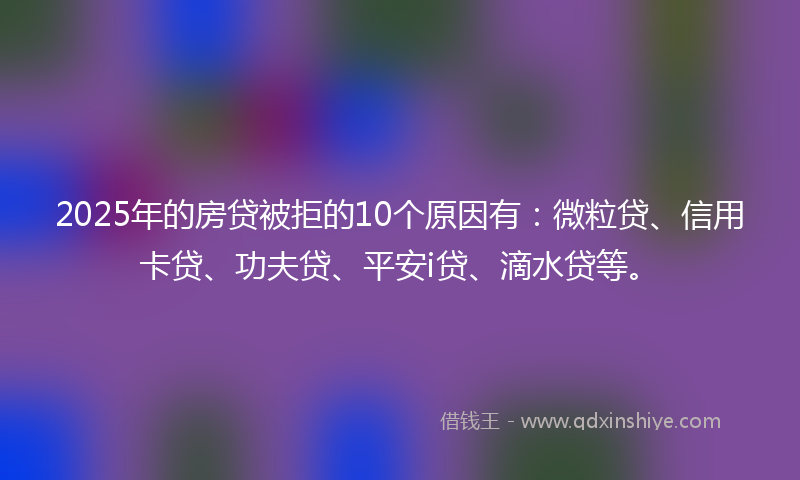 2025年的房贷被拒的10个原因有：微粒贷、信用卡贷、功夫贷、平安i贷、滴水贷等。