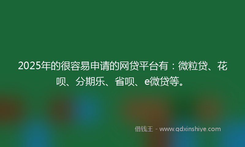 2025年的很容易申请的网贷平台有：微粒贷、花呗、分期乐、省呗、e微贷等。