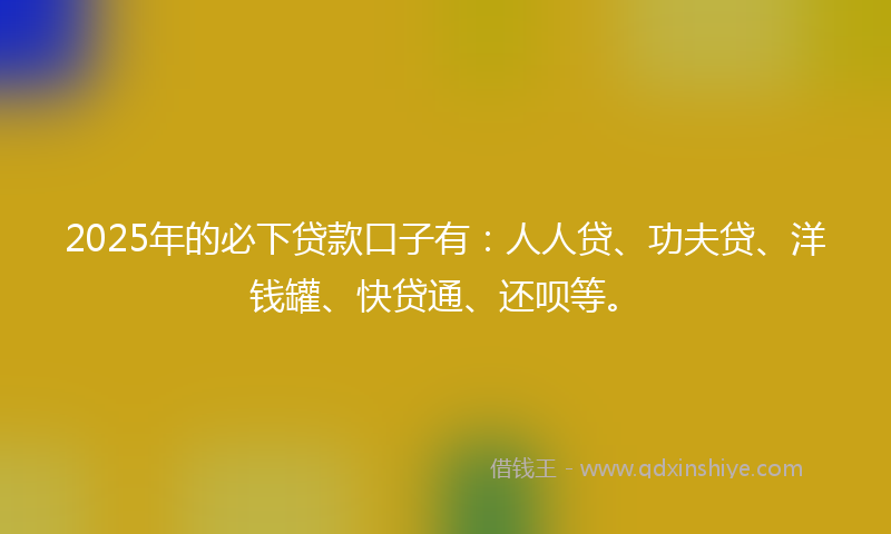 2025年的必下贷款口子有：人人贷、功夫贷、洋钱罐、快贷通、还呗等。