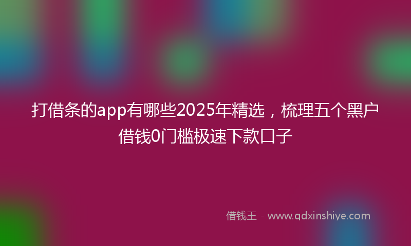 打借条的app有哪些2025年精选，梳理五个黑户借钱0门槛极速下款口子