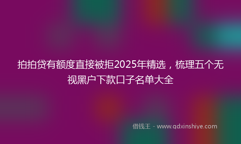 拍拍贷有额度直接被拒2025年精选，梳理五个无视黑户下款口子名单大全