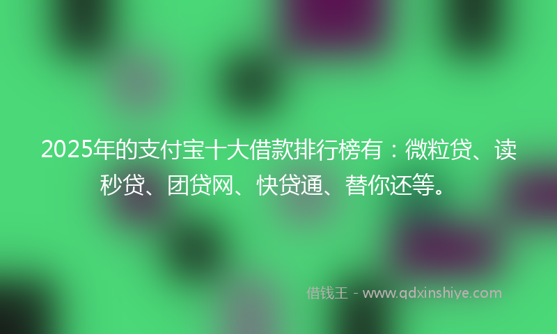 2025年的支付宝十大借款排行榜有：微粒贷、读秒贷、团贷网、快贷通、替你还等。