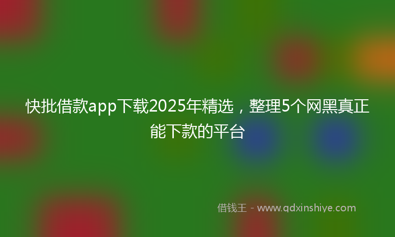 快批借款app下载2025年精选，整理5个网黑真正能下款的平台
