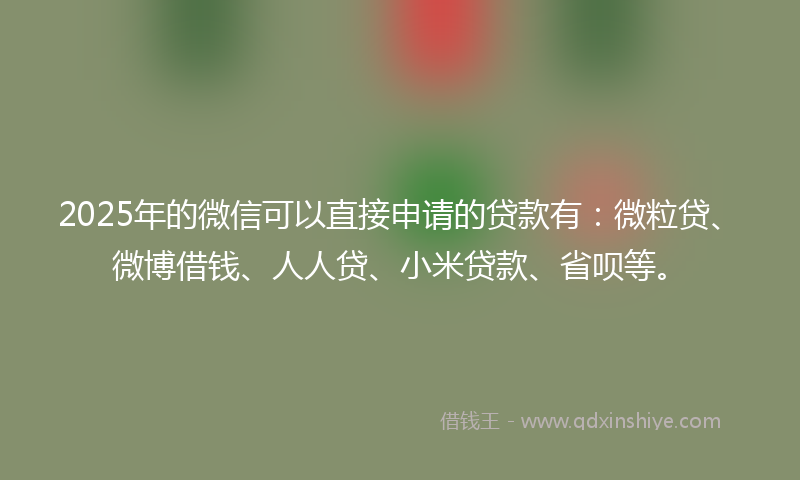2025年的微信可以直接申请的贷款有：微粒贷、微博借钱、人人贷、小米贷款、省呗等。