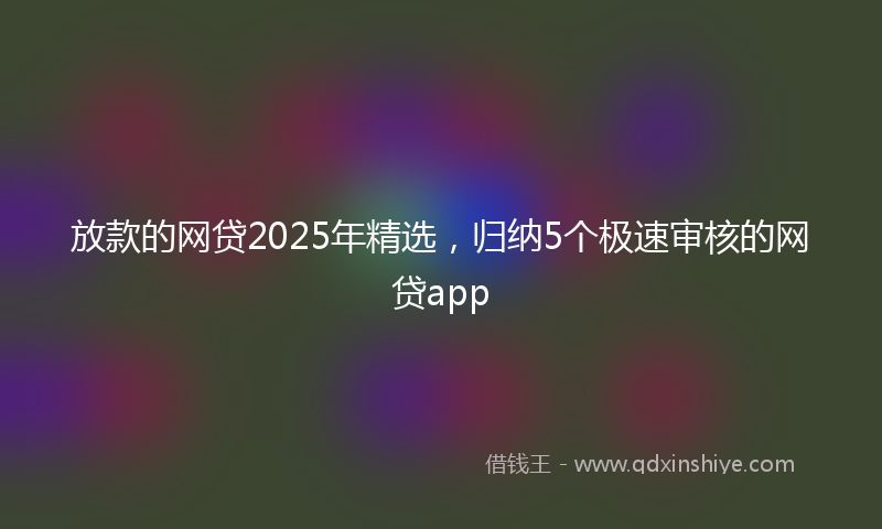 放款的网贷2025年精选，归纳5个极速审核的网贷app