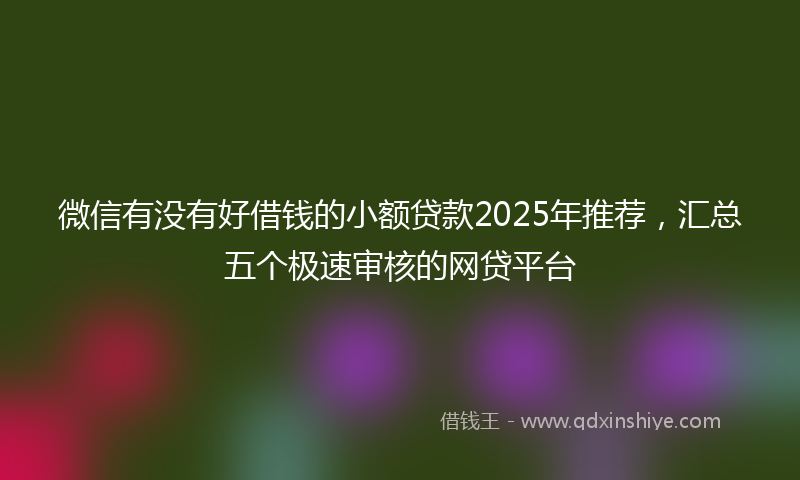 微信有没有好借钱的小额贷款2025年推荐，汇总五个极速审核的网贷平台