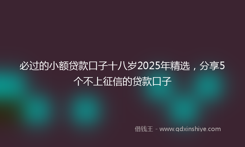 必过的小额贷款口子十八岁2025年精选，分享5个不上征信的贷款口子