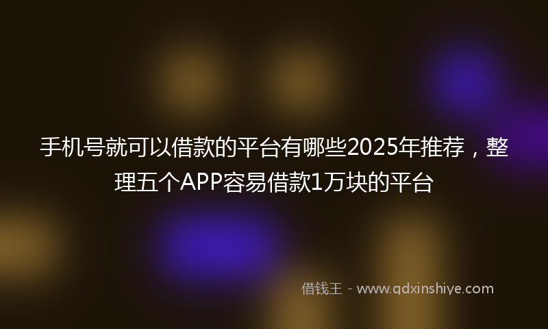 手机号就可以借款的平台有哪些2025年推荐，整理五个APP容易借款1万块的平台