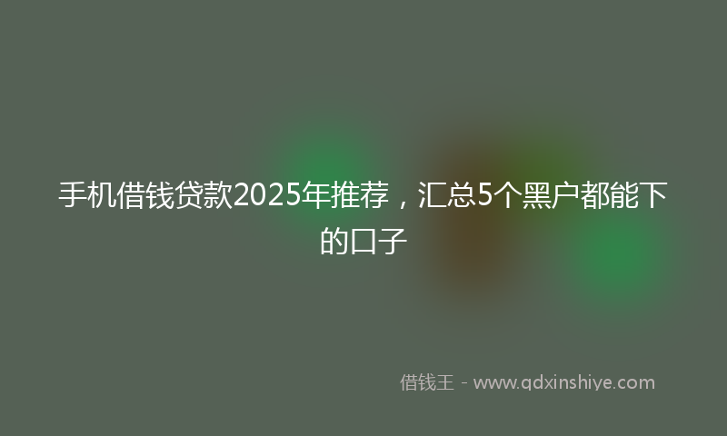 手机借钱贷款2025年推荐，汇总5个黑户都能下的口子