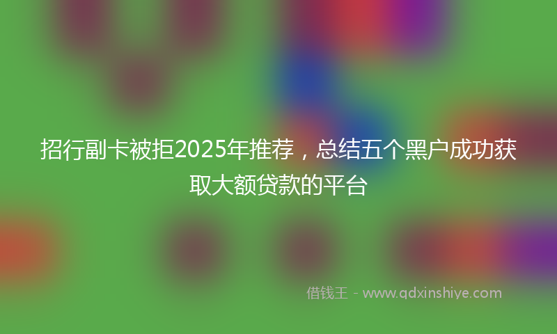 招行副卡被拒2025年推荐，总结五个黑户成功获取大额贷款的平台