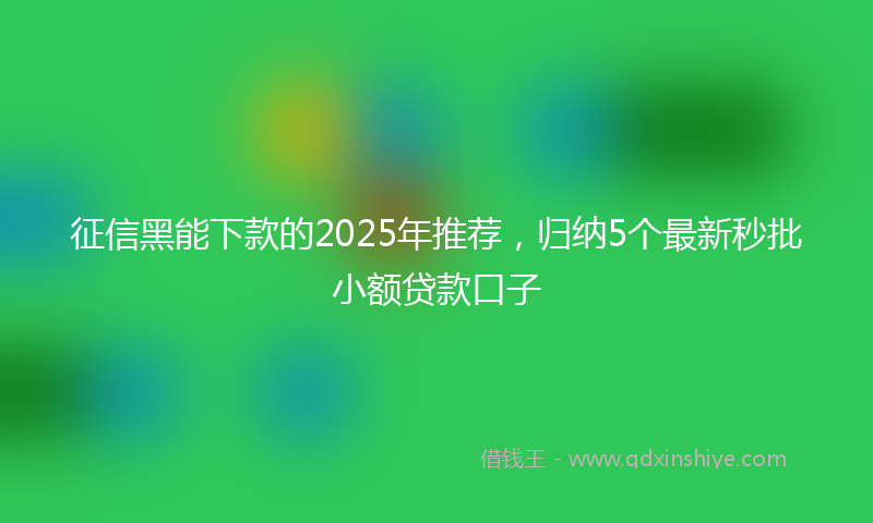 征信黑能下款的2025年推荐，归纳5个最新秒批小额贷款口子